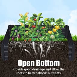 Voltsify Galvanized Steel Square Raised Garden Bed Planter Box, 120cm W X 90cm D X 30cm H