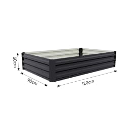 Voltsify Galvanized Steel Square Raised Garden Bed Planter Box, 120cm W X 90cm D X 30cm H