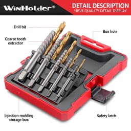 16-Piece HSS Drill Bits Set and Broken & Damaged Bolt Screw Extractor Removal Tool with Case For Easy Out Screws, Studs & Bolts