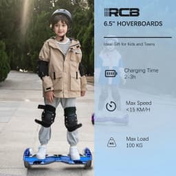 RCB Kids Hoverboard 6.5 Inch 2 Wheel Self Balancing Scooter with Bluetooth Speaker LED Lights Safe Electric Gift for Children and Teens