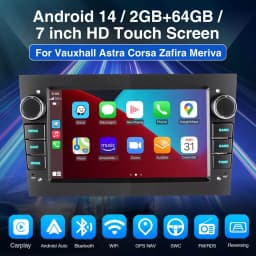 ESSGOO 7" Android 14 Car Stereo Radio Carplay Android Auto For Opel Vauxhall Corsa C/D Antara Astra Zafira RDS Wifi Mirror Link
