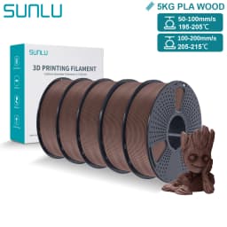 SUNLU 5KG 3D Filament PLA Wood/Marble/1.75mm 1KG Reuseable Spool Neatly Wound 3D Printer Filaments for Most FDM Printer