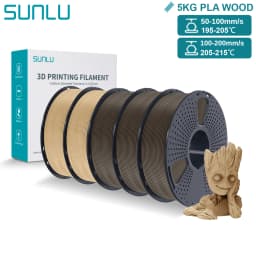 SUNLU 5KG 3D Filament PLA Wood/Marble/1.75mm 1KG Reuseable Spool Neatly Wound 3D Printer Filaments for Most FDM Printer