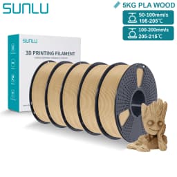 SUNLU 5KG 3D Filament PLA Wood/Marble/1.75mm 1KG Reuseable Spool Neatly Wound 3D Printer Filaments for Most FDM Printer