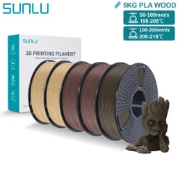 SUNLU 5KG 3D Filament PLA Wood/Marble/1.75mm 1KG Reuseable Spool Neatly Wound 3D Printer Filaments for Most FDM Printer