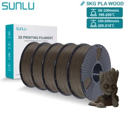 SUNLU 5KG 3D Filament PLA Wood/Marble/1.75mm 1KG Reuseable Spool Neatly Wound 3D Printer Filaments for Most FDM Printer