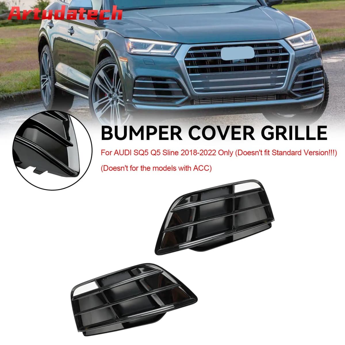 Artudatech Front Bumper Grille Grill 80A807679MRU6 Fit Audi Q5 SQ5 Pre-Facelift 2018-2022