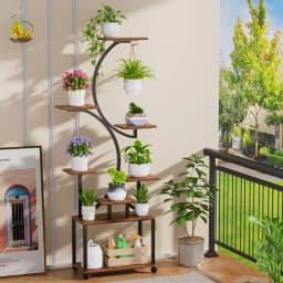 Plant Stand Indoor with 3 Grow Light, 8-Tiered Tall Plant Stand, Tree-Shaped Plant Shelf Display Rack with 360 Degree Wheels