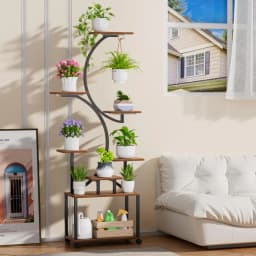 Plant Stand Indoor with 3 Grow Light, 8-Tiered Tall Plant Stand, Tree-Shaped Plant Shelf Display Rack with 360 Degree Wheels