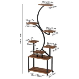 Plant Stand Indoor with 3 Grow Light, 8-Tiered Tall Plant Stand, Tree-Shaped Plant Shelf Display Rack with 360 Degree Wheels