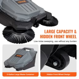 SucceBuy Walk-behind Hand Push Floor Sweeper 25.6" Sweeping Width Floor Sweeper 5-Gal Waste Container Angle & Height Adjustable