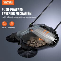 SucceBuy Walk-behind Hand Push Floor Sweeper 25.6" Sweeping Width Floor Sweeper 5-Gal Waste Container Angle & Height Adjustable