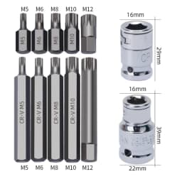 Metal Case 40PEICES Hex Torx Star Spline Bit Socket Set Long Short Reach Allen Key Chrome vanadium 3/8" And 1/2" drive sockets