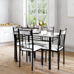 GOFLAME Marble 5-piece Kitchen Dining Set Dining table w/Sponge Cushion-Grey
