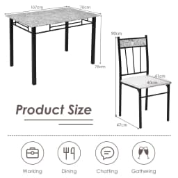GOFLAME Marble 5-piece Kitchen Dining Set Dining table w/Sponge Cushion-Grey
