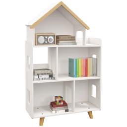 ZONEKIZ Toy Storage Shelf, 3 Tier Children Bookcase with 6 Cubes, for Playroom, Nursery, Bedroom, Kids Room - White