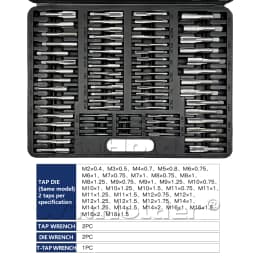 110PCS Metric Tap and Die Set M12 - M18 Bearing Steel Taps Die Wrench Tools Bearing Steel Threading Tool Car Garage Kits