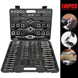 110PCS Metric Tap and Die Set M12 - M18 Bearing Steel Taps Die Wrench Tools Bearing Steel Threading Tool Car Garage Kits