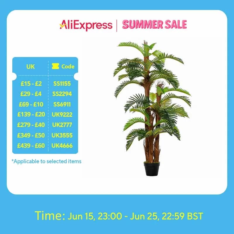 Outsunny Artificial Palm Plant Fake Tree for Home Office, 150cm
