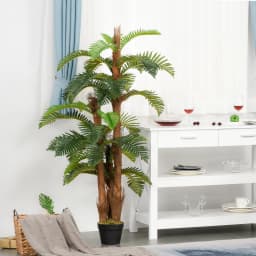 Outsunny Artificial Palm Plant Fake Tree for Home Office, 150cm