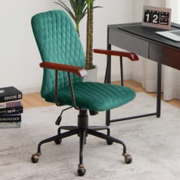 GOFLAME Velvet Office Chair Ergonomic Mid-back Computer Desk Chair W/Rubber Wood Armrest
