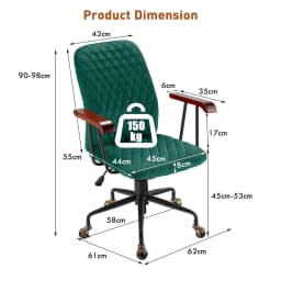 GOFLAME Velvet Office Chair Ergonomic Mid-back Computer Desk Chair W/Rubber Wood Armrest