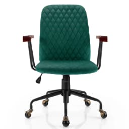 GOFLAME Velvet Office Chair Ergonomic Mid-back Computer Desk Chair W/Rubber Wood Armrest