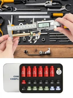 Headspace Gauge Comparator Kit Aluminum Bullet Comparator Kit With 14 Inserts And 6 Bushings for Reloading Equipment