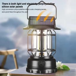 Solar Power Lantern Outdoor Waterproof Tent Light Rechargeable Portable Vintage Solar Powered Landscape Lamp for Courtyard