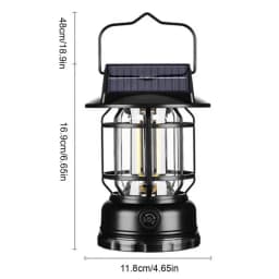 Solar Power Lantern Outdoor Waterproof Tent Light Rechargeable Portable Vintage Solar Powered Landscape Lamp for Courtyard