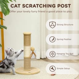 PawHut 47cm Tall Cat Scratching Post for Indoor Cats, with Sisal Rope, Brown