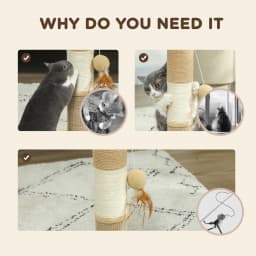 PawHut 47cm Tall Cat Scratching Post for Indoor Cats, with Sisal Rope, Brown