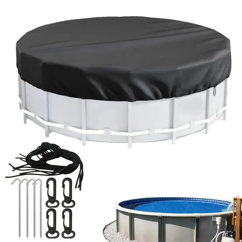 8/10/12FT Round Swimming Pool Covers ForAbove Ground Pools Hot Tub Cover Solar Covers Heavy Duty Tear Resistant Pool Cover