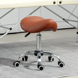 HOMCOM PU Leather Saddle Stool w/ Moulded Padded Seat Adjustable Height