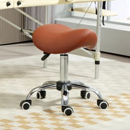 HOMCOM PU Leather Saddle Stool w/ Moulded Padded Seat Adjustable Height