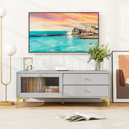 GOFLAME TV Stand for 55-Inch TV 120cm TV Console Cabinet-Light Gray
