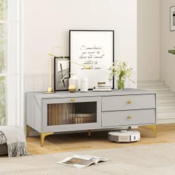 GOFLAME TV Stand for 55-Inch TV 120cm TV Console Cabinet-Light Gray