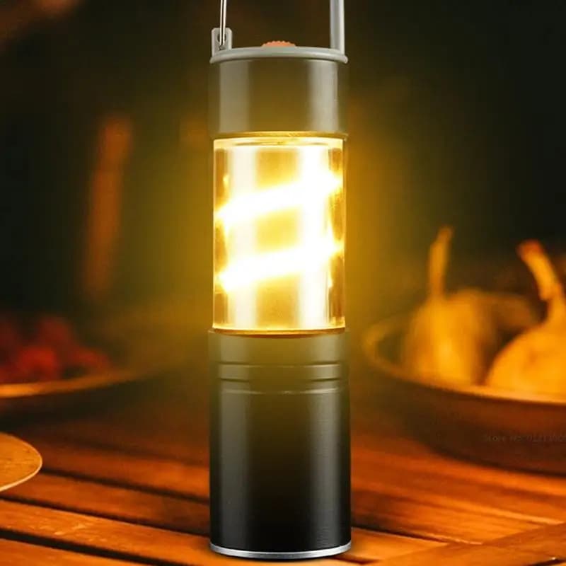 Camping LED Flashlight With Side Light Rechargeable Outdoor Light Powerful Zoomable Flashlight Camping Lantern Atmosphere Light