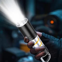 Camping LED Flashlight With Side Light Rechargeable Outdoor Light Powerful Zoomable Flashlight Camping Lantern Atmosphere Light