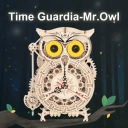 Robotime Rokr 3D Owl Clock DIY Wooden Model Building Block Kit Easy Assembly Creative Toy Gift for Children & Adults LK503
