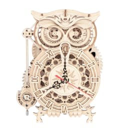 Robotime Rokr 3D Owl Clock DIY Wooden Model Building Block Kit Easy Assembly Creative Toy Gift for Children & Adults LK503