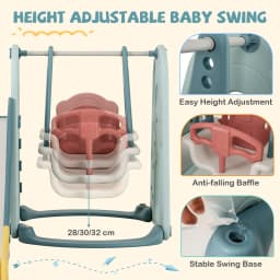 DORTALA 4-in-1 Kids Slide and Swing Set Freestanding Baby Slide Playset