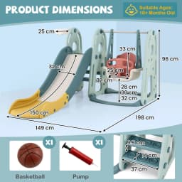 DORTALA 4-in-1 Kids Slide and Swing Set Freestanding Baby Slide Playset