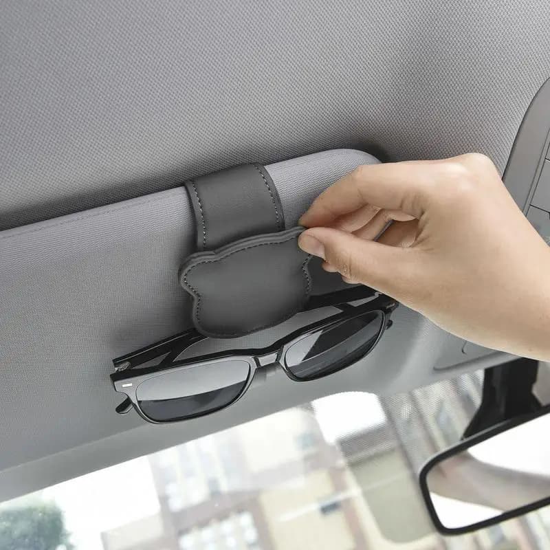 Car Sunglasses Holder Car Magnetic Leather Clip Card Ticket Holder Auto Sun Visor Glasses Box Decoration Accessories Universal