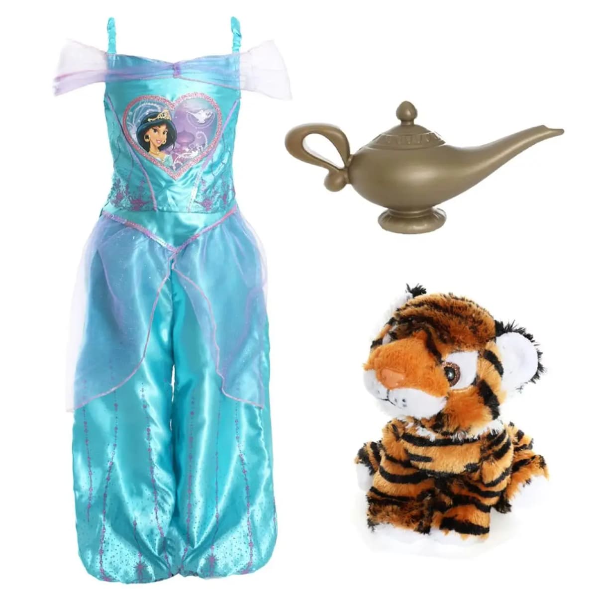 Rubie's Official Loveheart Jasmine Girls Fancy Dress Disney Aladdin with Lamp & Tiger - Kids World Book Day - Princess Outfit