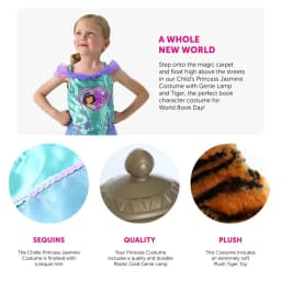 Rubie's Official Loveheart Jasmine Girls Fancy Dress Disney Aladdin with Lamp & Tiger - Kids World Book Day - Princess Outfit