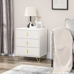HOMCOM 3 Drawer Dresser, Chest of Drawers Storage Cabinet, White