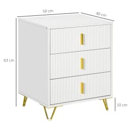 HOMCOM 3 Drawer Dresser, Chest of Drawers Storage Cabinet, White