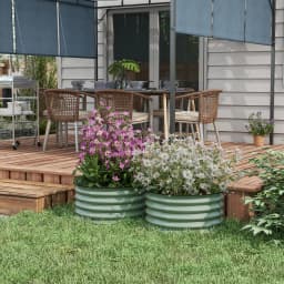 Set of 2 Raised Garden Bed Metal Planter Box with Safety Edging, Green