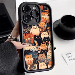 Candy Color Cute Cat Phone Case For iPhone 11 Case iPhone 13 15 12 14 16 Pro Max XR XS X 7 8 Plus SE 2020 Matte Shockproof Cover